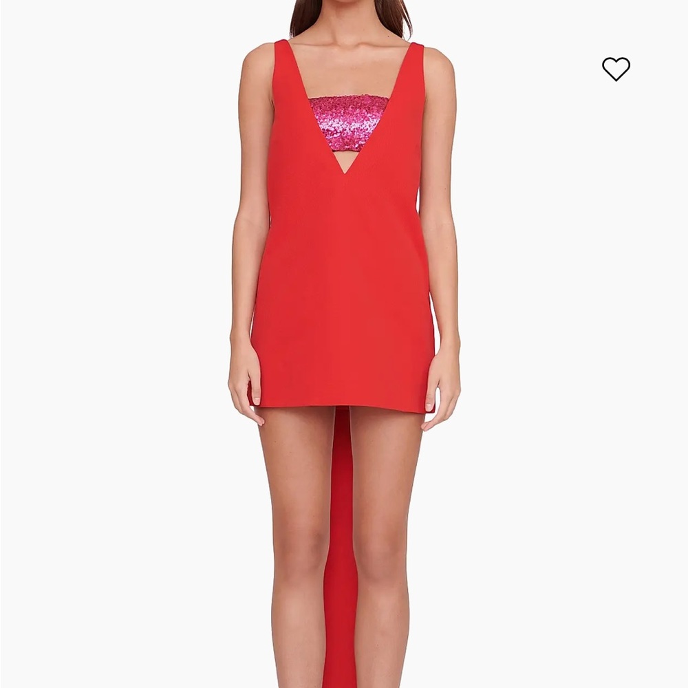 STAUD Irie V-Neck Bow Minidress NWT Sz Medium